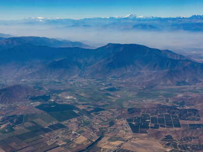 Coast range with Puangue valley and Aconcagua