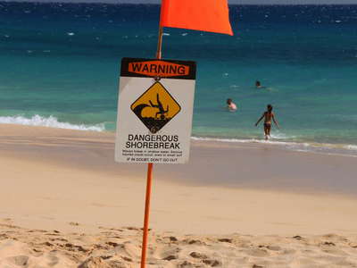Makena  |  Big Beach with warning sign