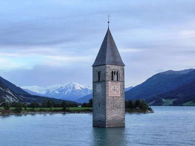 Graun | Reschensee with clock tower