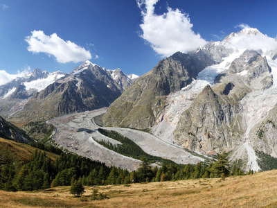 Val Veny with Monte Bianco Range and Ghiacciaio del Miage