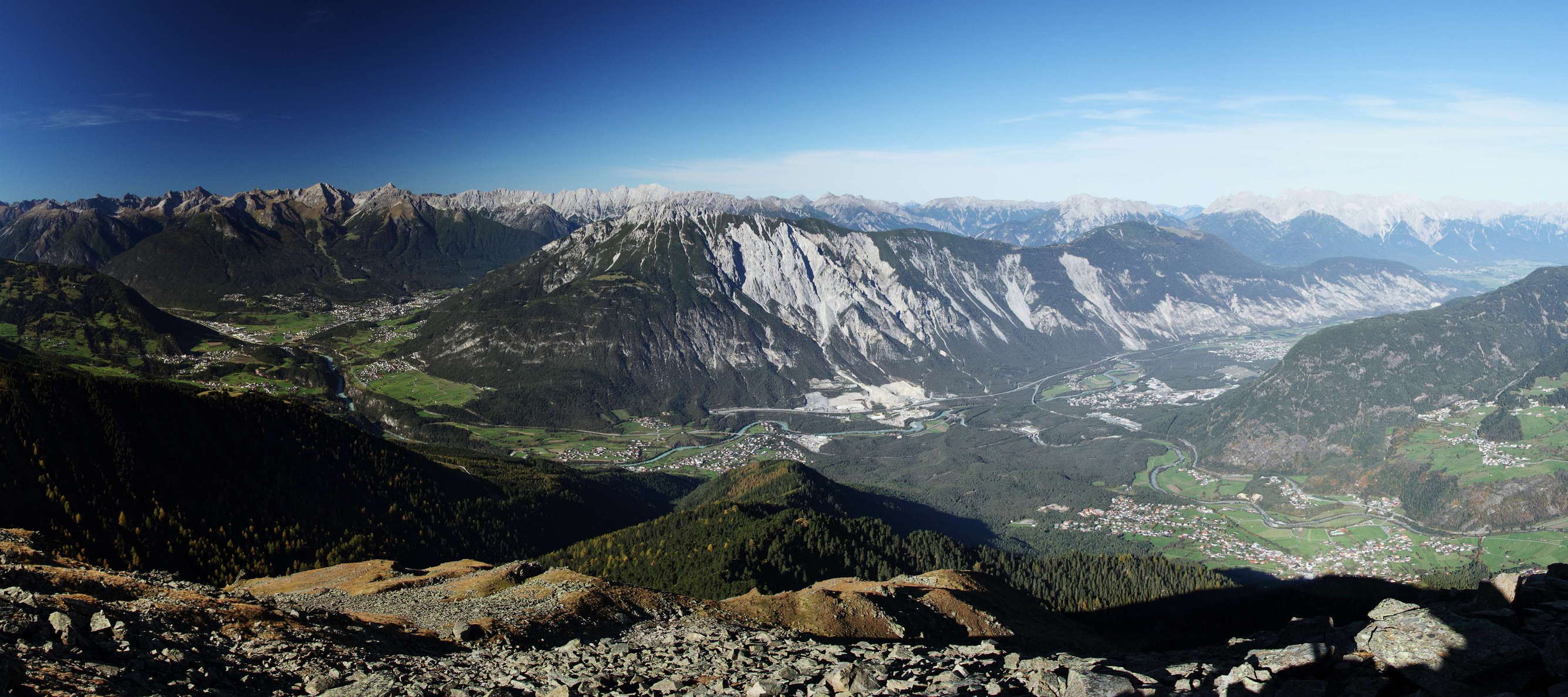 Inntal Valley panorama with Tschirgant Rock Avalanche