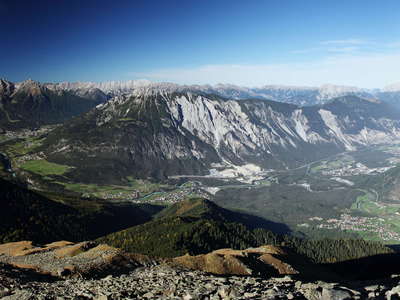 Inntal Valley panorama with Tschirgant Rock Avalanche