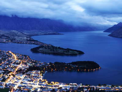 Queenstown and Lake Wakatipu  |  Night panorama
