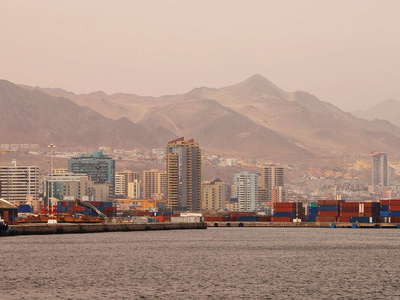 Antofagasta with harbour and coast range