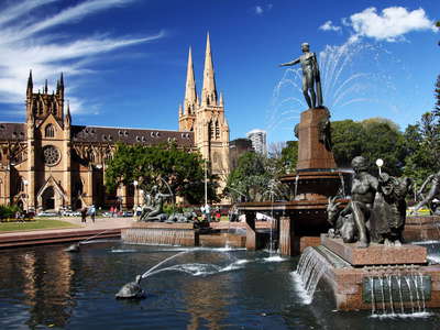 Sydney  |  Archibald Fountain and St. Mary's Cathedral