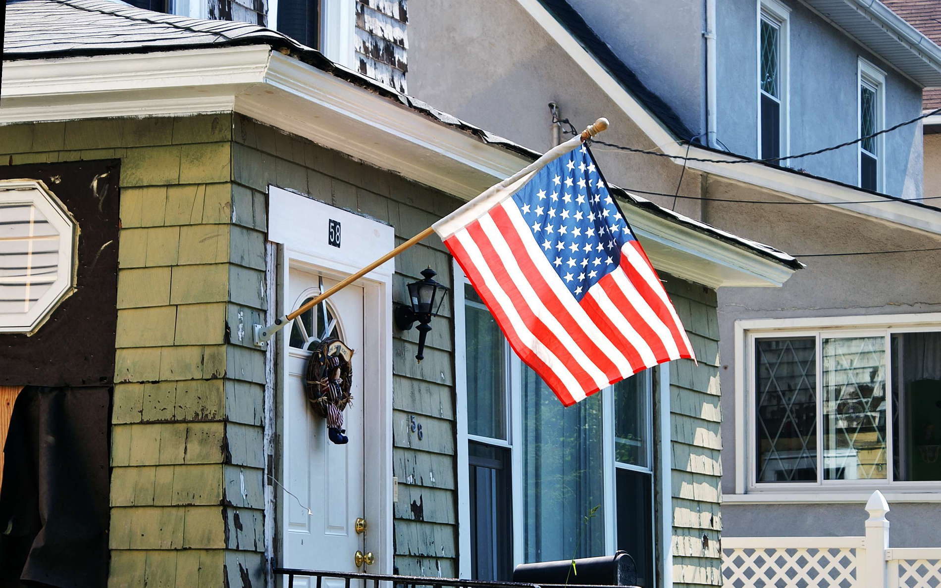 Staten Island  |  Residential building with US flag