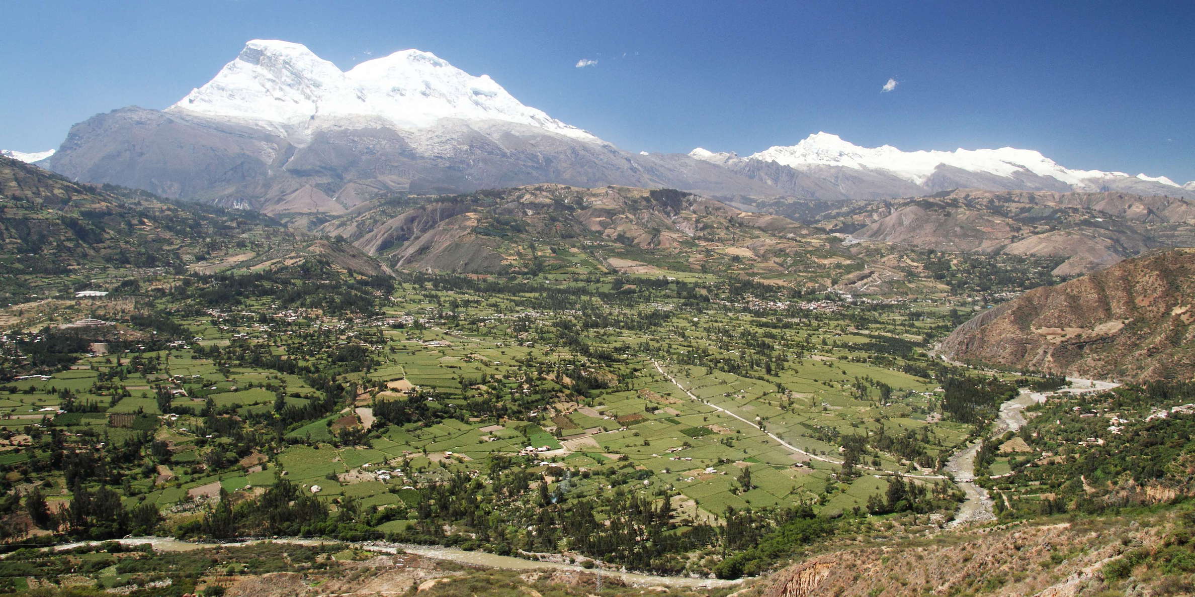 Cordillera Blanca with debris cone of Ranrahirca