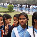 Delhi  |  Young students at Lotus Temple