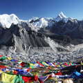 Kala Patthar  |  Prayer flags and Khumbu Glacier