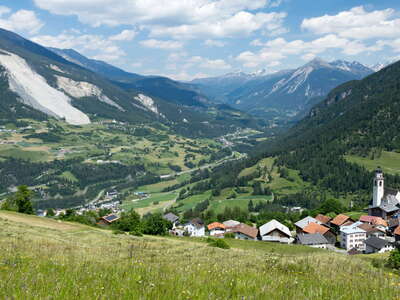 Albula Valley with Mon and rock avalanche of Brienz