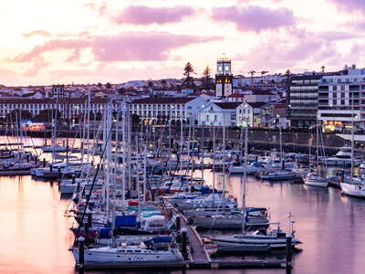 Ponta Delgada | Harbour and town centre after sunset