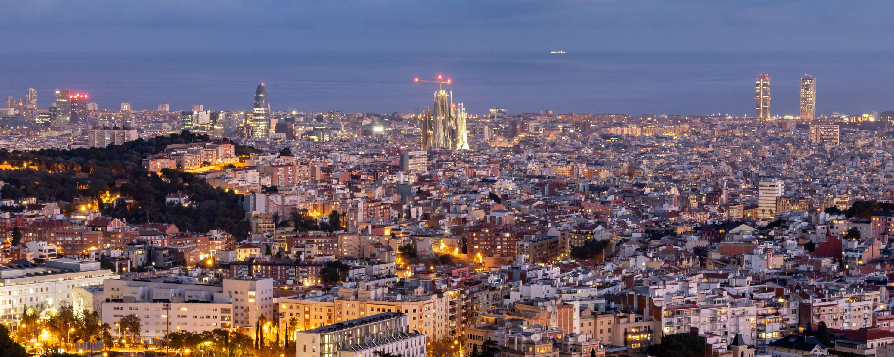 Barcelona with Sagrada Família at night