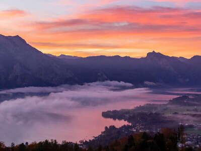 Traunsee with Traunstein at sunrise